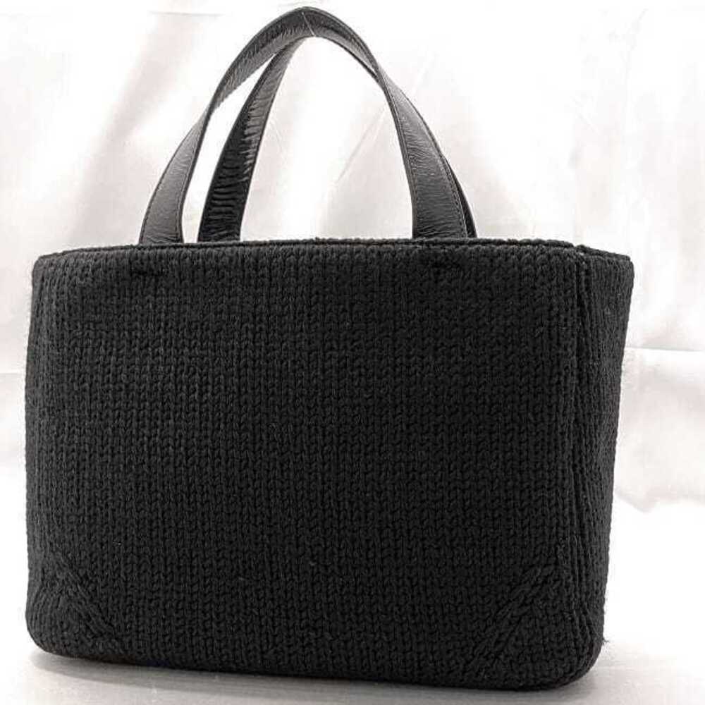 Prada Handbag Black Nero Black MAGLIA VITELL Wool Leather Triangle Logo Plate - Picture 9 of 10